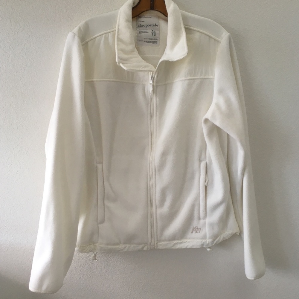 AEROPOSTALE White Fleece Zip Up Jacket